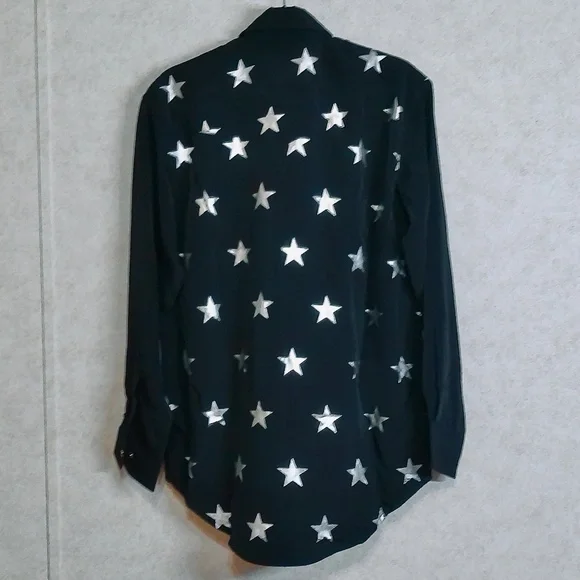 NWT Wrangler Western Shirts Snap Down Long Sleeve Black/Silver Men’s Size Small - Picture 5 of 11